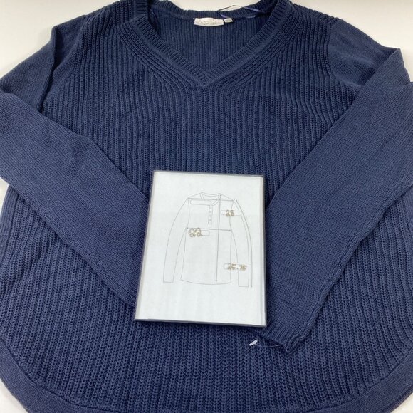 RD Style Womens Navy Blue V-Neck Pullover Long Sleeve Sweater Cotton Size XXL - Picture 4 of 5